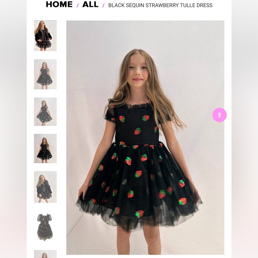 NWT Lola + The Boys Black Strawberry dress